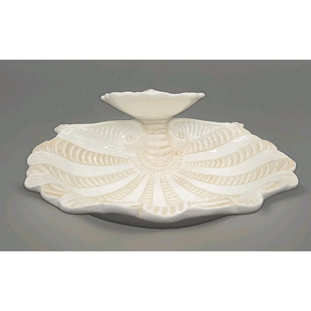 Lenox BUTLER'S PANTRY 2-Tier Shell‎ Shaped Server Bowl - Embossed, Made in Italy